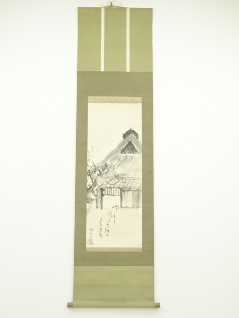 JAPANESE HANGING SCROLL / HAND PAINTED / HOUSE 